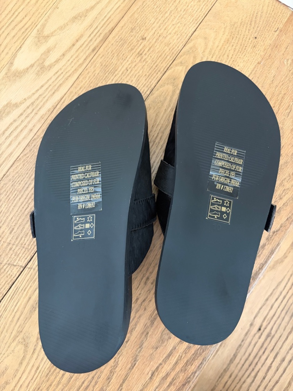 Brand new Dolce Vita Black Calfhair Slip-On Mules with Gold Buckles - Picture 5 of 9
